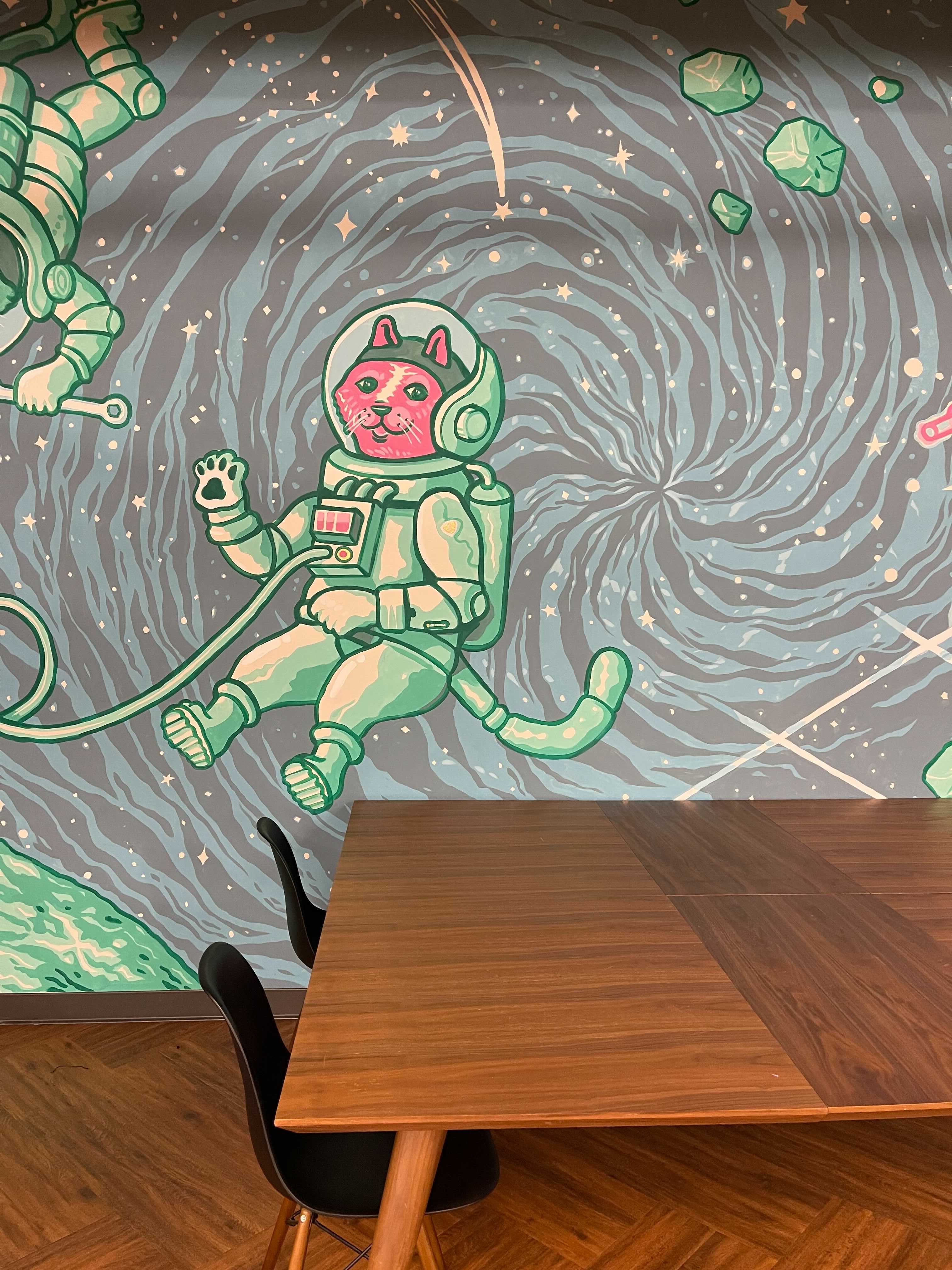 Meow 108 mural at Robinhood HQ